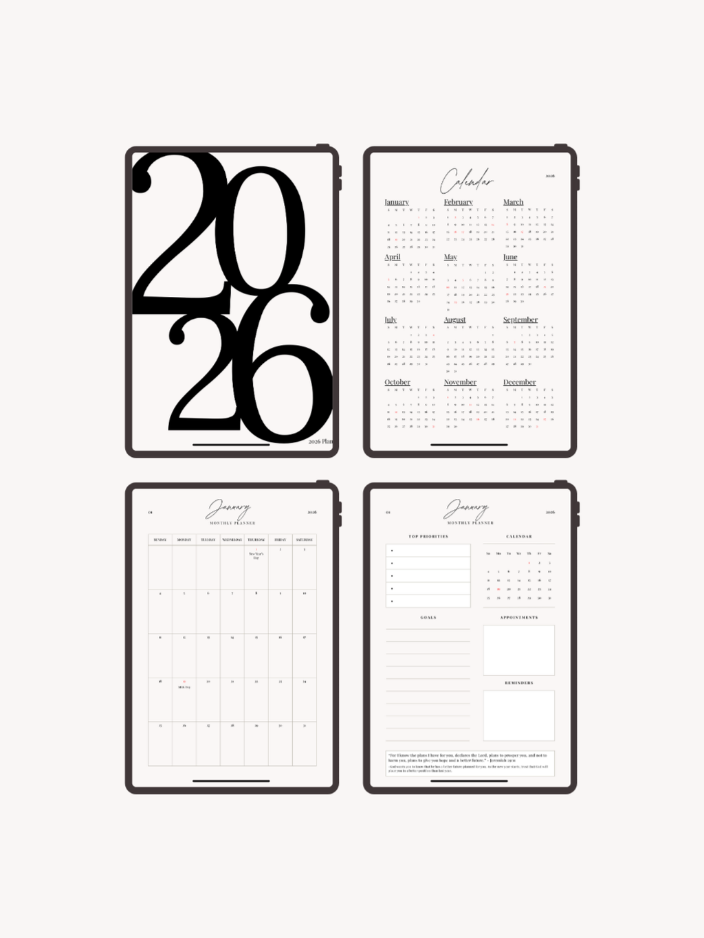 2026 Minimal Digital Planner