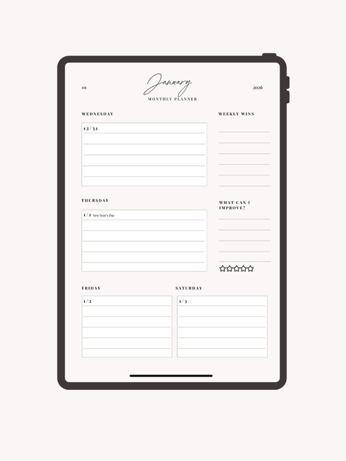 2026 Minimal Digital Planner