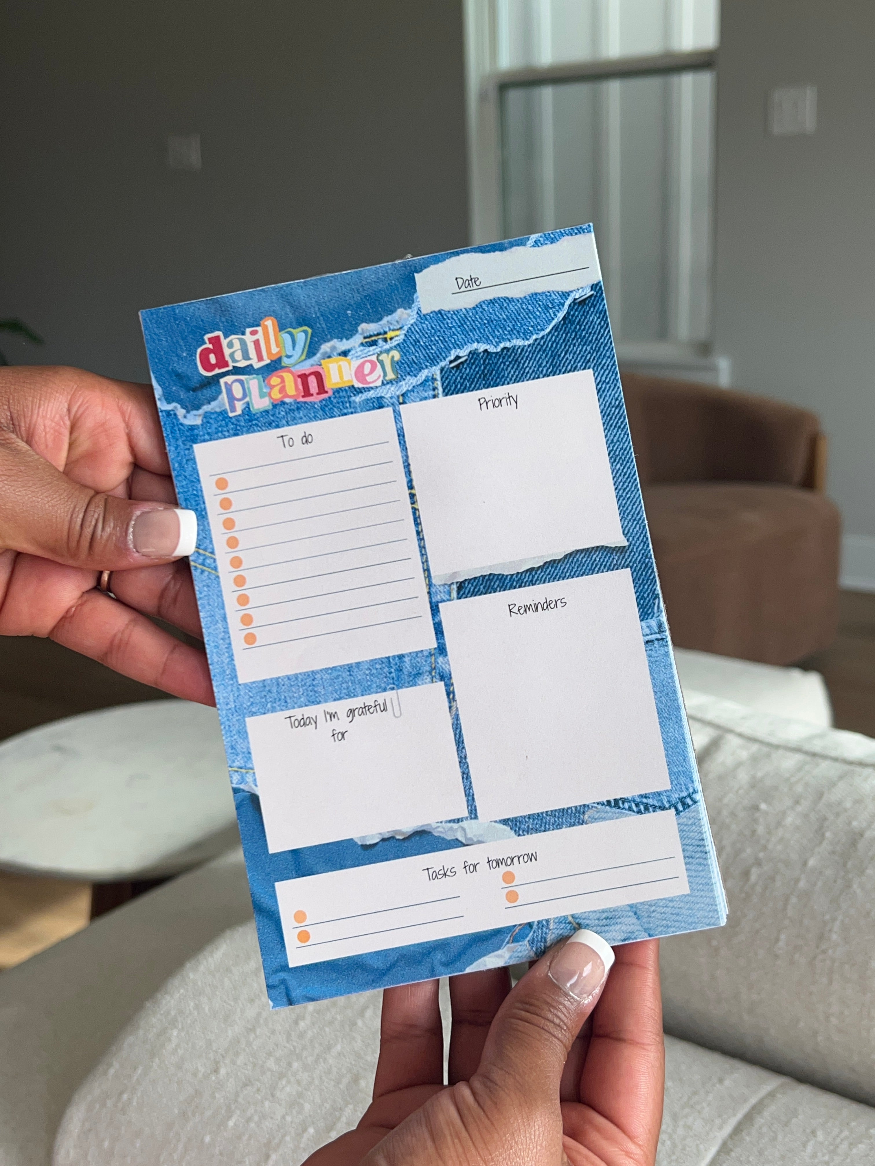 Denim Print Daily Planner Notepad