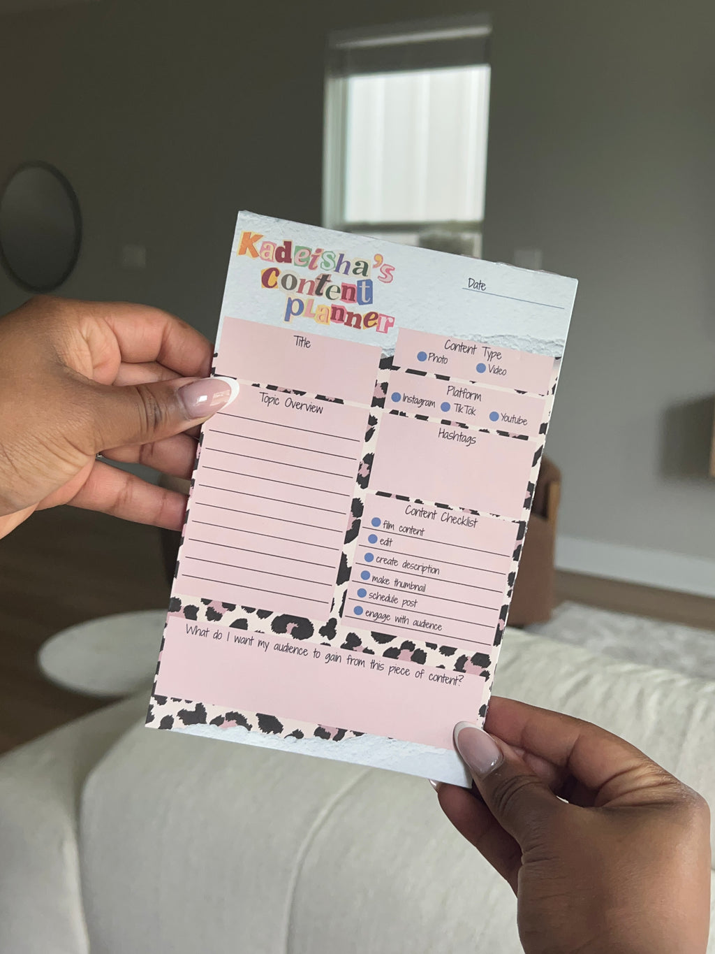 Pink Content Planner Notepad